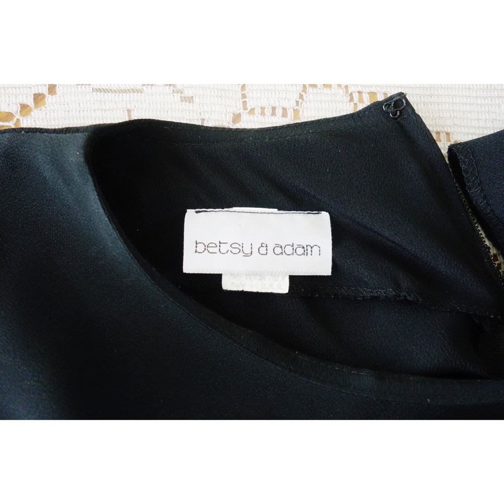 Vintage 80s Betsy & Adam Black Ruffle Dress est 4 - Picture 4 of 4